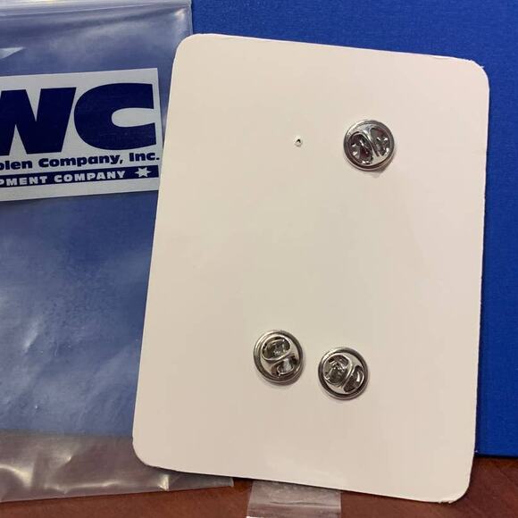 New HWC Police Equipment Nickel Private Security Chevron Guard Pin Pair w Flaw - Picture 2 of 2
